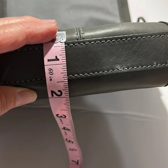 Frye leather Fringe Crossbody Bag. Gray, preowned, good condition. - Picture 15 of 16